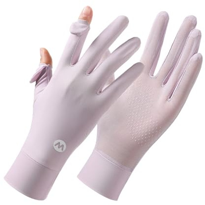 BrightGlow Damer UV solskydd handskar elastiska sommarhandskar pekskärm halkfria cykelhandskar ice silk UV-skydd handskar hela fingerhandskar för utomhusaktiviteter