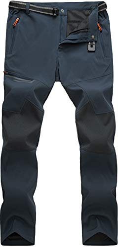 TACVASEN Waterproof Trousers Mens Quick Dry Softshell Hiking Work Trousers Breathable Walking Pants for Outdoor Dark Grey,36