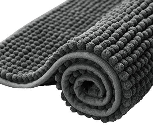 subrtex Badematte rutschfest Badezimmerteppich aus Chenille Saugfähig Badteppich weich Wasserabsorbierende Badvorleger für Badezimmer,Maschinenwaschbar(50 x 80 cm, grau)