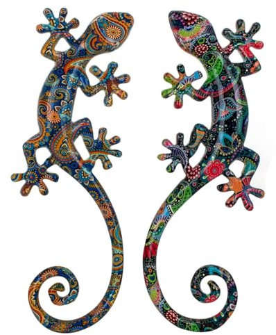 Set 2 Salamandres Porte-Bonheur, Déco Murale ou à Poser, H 35 cm