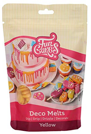 FunCakes Deco Melts Gelb - Tauchen, drippen, dippen und dekorieren! In der Mikrowelle schmelzen und in jede Form gießen, 250 g
