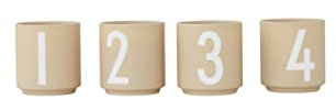 Design Letters Espressotassen Set 4 Stück | Porzellan Espresso Kaffeetasse | Perfekt als Kerzenhalter, Kerzen Deko, Tischdeko | Espresso Tassen mit eingravierten Buchstaben | Mini Tassen | 50 Ml