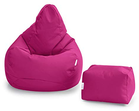 Loft 25 Fauteuil de Jeu Bean Bag | Siège Pouf pour Salon d'extérieur et d'intérieur | Résistant à l'eau | Conception Ergonomique pour Le Soutien du Corps | Durable (Sac à fèves + Pouf, Cerise)