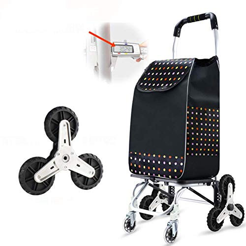 Einkaufstrolley auf 6 Rädern, faltbarer Einkaufswagen, mit Treppensteigen und wasserdichter Funktion (Coloreddots)