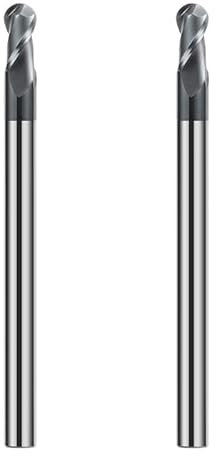 CREEYA 2 Piezas Fresa de punta redonda de metal duro, 2 dientes/2 Flautas CNC, HRC 55, Negro AlTiN revestimiento, Fresa de cabeza redonda para acero, madera, plásticos (Ø 6mm)