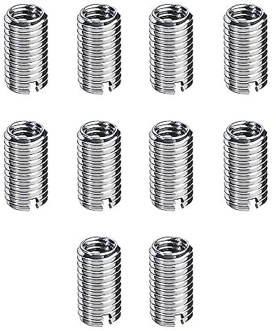 10 Pièces Insert Fileté M8/M10, Insert de Filetage Autotaraudeur, Écrous à Visser M8 x 1,25 mm Femelle, M10 x 1,5 mm Mâle, 12mm Long, Kit de Réparation de Filetage pour Maintenance Matérielle