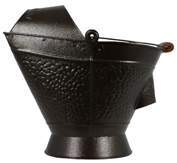 Coal Hod Bucket - Antique Bronze - Decorative Appeal - for Fireplace & Pellet Stove Ashes - Easy Hopper Filling - Lightweight