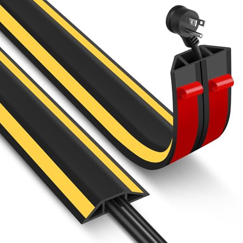 Floor Cable Cover, 2 Meters Cable Protector Rubber Self-adhesive Wire Covers Floor Cable Tidy for Indoor Outdoor, Easy Lay Flat, 2m x 50mm