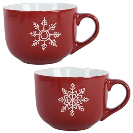 MA MAISON Tazza Grande Natalizia in Ceramica Per la Colazione - Caffè Cappuccino e Tè - Jumbo Mug Ciotola per Cereali con Manico Lavabili in Lavastoviglie idea Regalo