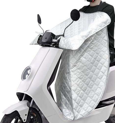 Favoto Housse de Jambes de Scooter Été - Couverture pour Scooter Universelle avec Pochette pour Téléphone Bande Réfléchissante Protection pour Véhicules à Deux Roues à Pédales Argent