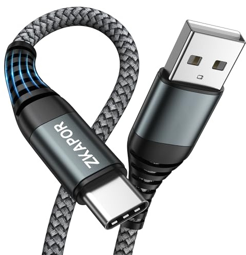 ZKAPOR Extra Lungo Cavo USB Type-C 5M, Cavo USB C Ricarica Rapida 3A Nylon Cavo Tipo C Compatibile iPhone 16/16 Pro/16 Pro Max/15, Galaxy S24/S23/S22/S21/S10, Note 20, P60/P50, Mate 60