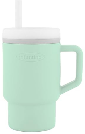 Infantino Mi 1er Tumbler, Adorable Vaso en Miniatura con Pajita Resistente y Asa para Niños Pequeños, Fomenta la Hidratación, Fácil de Limpiar, 250ml, Menta Fresca