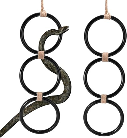 BOXOB 2 Anelli Arrampicata Serpenti, in Acrilico Neri Giocattoli di Arricchimento Decorazioni Gabbie per Rettili Accessori Arrampicata per Pitone Reale e Serpente del Grano