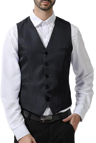 Generisch Chaleco para traje regional para hombre, Oktoberfest, retro, traje regional, traje regional, chaleco de caza, 01 negro, M