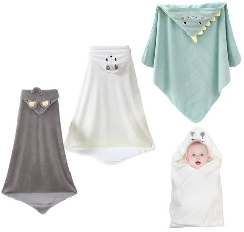 3 asciugamani con cappuccio per bambini, 80 × 80 cm, asciugamano per bambini con cappuccio, asciugamano per bambini, con cappuccio, per bambini e bambine