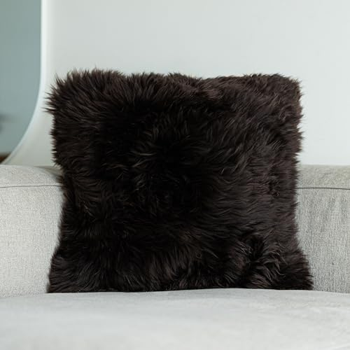 Nordic Sheep Federa per cuscino in pelliccia di agnello a pelo lungo, 50 x 50 cm, morbida pelliccia per sedie, divano e letto, accogliente seduta in pelliccia di agnello, colori naturali e alla moda