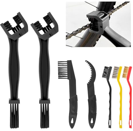 7 Pcs Kit de Herramientas Limpiador Cadena Bicicleta, Cepillos de Limpia Cadenas Bicicleta, Herramienta de Mantenimiento de Cepillo Cadena Motocicleta Bicicletas