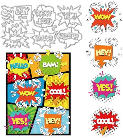UNICRAFTALE Comisk explosion metall prägling för korttillverkning komisk dialog 3D skärstämpel prägling mallar för gör-det-själv fotoalbum korthantverk scrapbooking dekoration