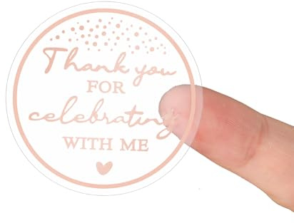 120 Pcs (10 Sheets) Thank You Stickers, Thank You for Celebrating with Me Labels, Rose Gold Foil Birthday Stickers, Personalized Package Favor Stickers for Gift &Party Bags, Wedding, Envelope Seals
