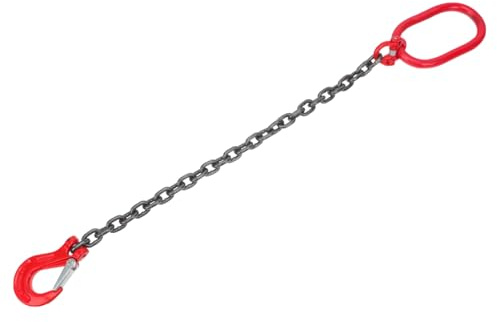 FRCOLOR Catena Sollevamento con Gancio in Acciaio Manganese Gamba Singola Resistente e Sicura per Sollevamento Pesante in Cantieri e Trasporto Merci