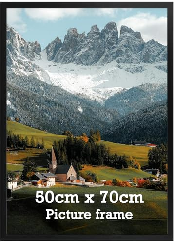 Vasemouh Bilderrahmen 50x70 cm 1 Stück schwarzer Fotorahmen, geeignet für 70x50 cm Fotos, Poster und Kunstwerke, passend zur Wandmontage in Hoch- und Querformat, geeignet für Zuhause und Büro