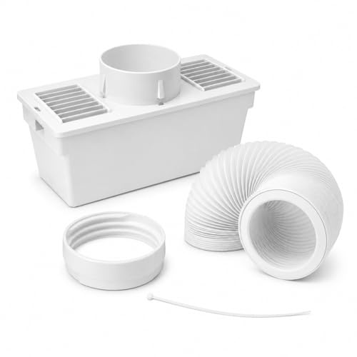 Kit de ventilation universel pour sèche-linge ventilé Tuyau de 1 m | Adaptateur carré pour boîte à eau - Kit de tuyau d'aération de condensation intérieur - Réduit l'humidité dans l'air