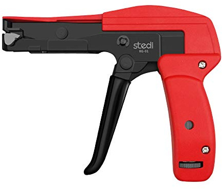 stedi Cable Tie Gun, Ergonomic Hand Operated Zip Tie Gun [Premium], Sharp and Wear Resistant, Cable Wire Fastening and Cut-Off Tie Tool, Special for Cut Plastic Nylon Ties, Red, 6.3 Inches Length