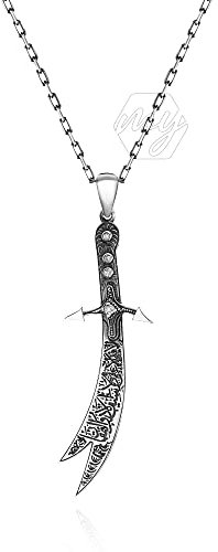 mysilverworld Massives 925er Sterlingsilber Hazrat Ali(RA) Zulfiqar Sword Herren-Halskette (70), Metall, Nicht bekannt