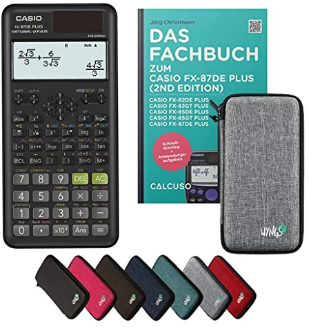 Casio fx-87DE Plus 2nd Edition Incl. Funda Protectora Gris Claro y Libro especializado (48 páginas, DIN A5) – Calculadora científica – Smart Set (Alemán)