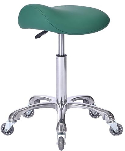 FRNIAMC Tabouret de selle professionnel pivotant, ergonomique et réglable en hauteur pour clinique, dentiste, salon de beauté, tatouage, bureau à domicile (vert)