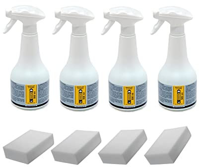 4 Stück Innotec Innoplast Cleaner Flugrostentferner - entfernt Flugrost, Nikotin, Fett, Schmutz - Innoplast Cleaner 500ml + Reinigungsschwamm - Silikonfrei für Lackierereien und Karosseriewerkstätten