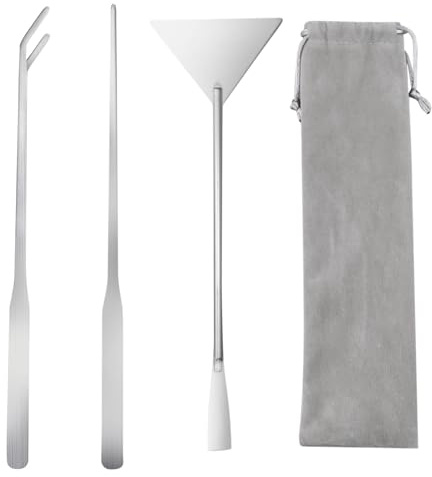 Aquarium Aquascape Tools Kit, 3 in 1 Stainless Steel Aquarium Tank Tweezers Sand Spatula Tool Set with Flannel Bag for Fish Tank Cleaning Aquatic Plants Triming