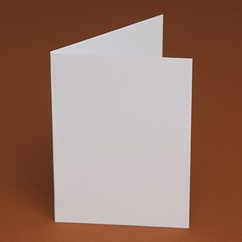 50 A5 Blank Pre Scored Smooth 250gsm Cards - (A4 Folded to Make A5 Cards) Craft, cardmaking, Wedding (White Linen 300gsm)