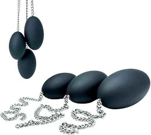 Lmgoc Analkugel Silikon Entenei Eiförmiges Analplug, Analplug mit Edelstahl Kette Anal Ball Analkugeln Anal Dildo Große Eier Anal Massage Vagina Masturbation Frauen Männer Sexspielzeug (S)