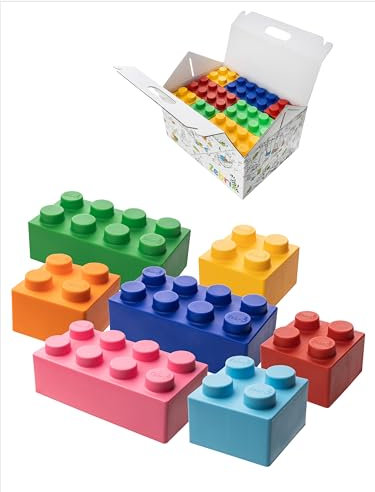 Zebrix XXL 25 Klemmbausteine 7 Farben I Große Bausteine in Pink, Hellblau, Orange, Rot, Grün, Blau und Gelb - (25 Steine) I Für Babys & Kinder I Made in Germany