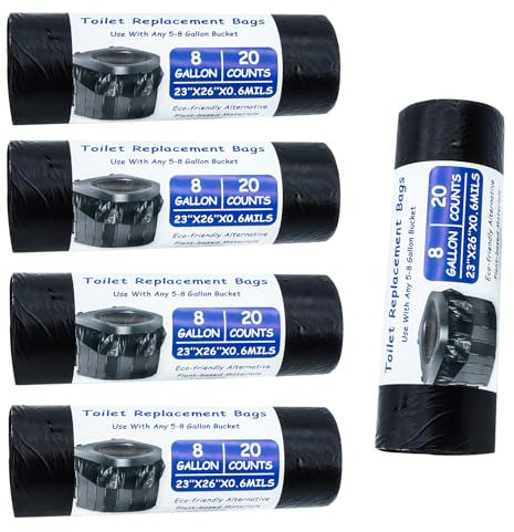 Forhome 100 Stück Biologisch Abbaubare Toilettenbeutel,Toilettenbeutel Schwarz Set,Beutel für Campingtoiletten,Wasserdichte Trenntoilette Zubehör, für Mobile Toiletten, Wandern, Reisen
