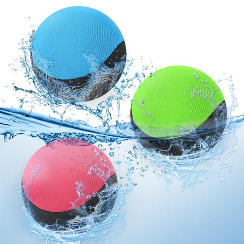 UQTUKO Springender Wasserball, 3 Stück Strandball Wasserspringball Wasserhüpfball Springender Stressabbau Ball Wasserbälle Sprungball für Kinder Erwachsene Schwimmbad,Strand und Outdoor Aktivitäten
