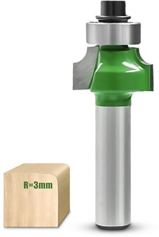 NICAVKIT Fresa Redondeada de 8 mm, Radio de 3 mm, Metal Duro para Fresadora Con Rodamientos, para Carpintería y Cantos