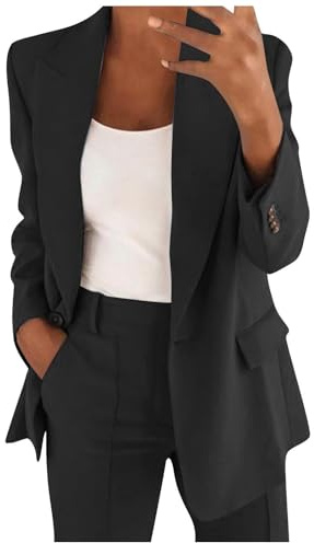 Blazer Femme Chic Et Elegant Veste Fluide Femme Blazer Court Femme Chic Et Elegant Blazer Court Femme Blazer Bleu Marine Blazer Long Femme Chic Veste Blazer Femme Noire Vêtements Noir M
