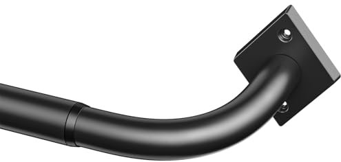 PESENP Curtain Poles for Eyelet Curtains - 80-218cm Black Curtain Rods - 25mm Diameter Adjustable Metal Industrial Curtain Pole for Doors Windows Blackout Curtains