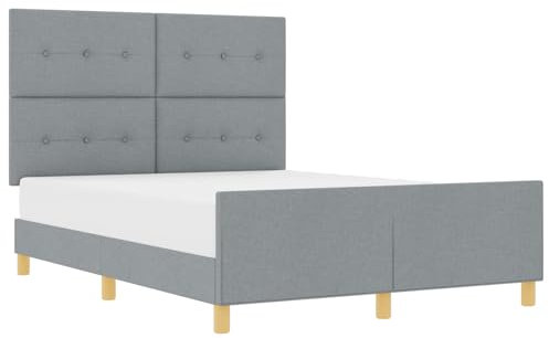 vidaXL Sängram med huvudgavel Ljusgrå 140 x 190 cm tyg