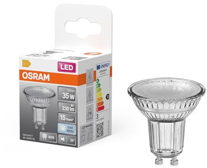 Osram Réflecteur LED Spot Star PAR16, 4 000 K blanc neutre, 2,4 W, GU10, 36°, 230 lm, transparent, pour spots, éclairage d'accentuation, 15 000 h