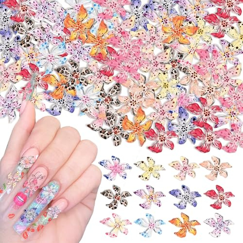 60 Pcs 3D Flower Nail Charms, Nail accessories, Summer Nail Jewellery, Ideal for Nail Art, Manicure Decoration and DIY Nail Designs