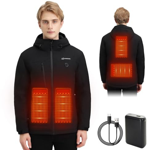 Mincoo Chaqueta Calefactable hombre Con Capucha Usb 3 Modos De Calentamiento,chaqueta invierno,Ropa Calefactable Para Exteriores, Motociclismo, Senderismo, Esquí Y Acampada.