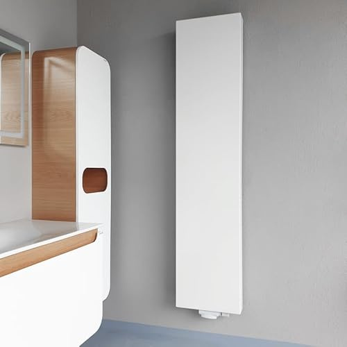 Belrad Radiatore di design verticale, 1800 x 400 cm, bianco – Radiatore piatto con attacco centrale tipo 20 – Radiatore da parete con 1013 W – Design compatto, sottile ed efficiente dal punto di vista
