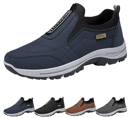 Chaussures de sport pour homme, confortables, antidérapantes, imperméables, décontractées, pour la marche, le fitness, sans lacets, baskets de sport, bleu, 43 EU