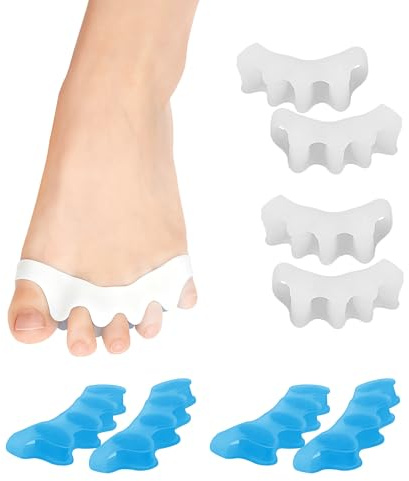 4Pairs Toe Separators, Toe Spacers, Soft Toe Straighteners for Bent Toes | Bunion Corrector for Women/Men, Silicone Toe Separators for Overlapping Toes, Plantar Fasciitis, Hammertoes and Claw Toes