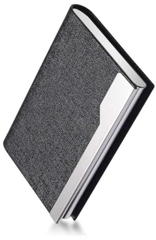 JYNXOR Porta biglietti da visita in acciaio inossidabile e pelle PU, Porta Biglietti da Visita Portatile in Metal, Porta Carte Credito Tascabile Professionale per Uomo Donna(Nero)