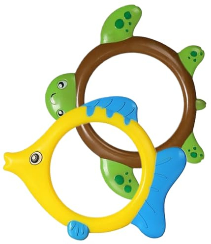 Anneaux de Piscine pour Enfants, 2 pièces, Anneaux de plongée en Forme d'animaux Marins Mignons, entraînement sous-Marin d'été, Jouets Natation ABS, Poisson + Tortue