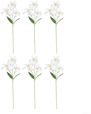 Ramo de lirios artificiales, juego de 6 tallos con 3 cabezas de flores cada uno para decoración de boda, hogar, oficina, mesa de comedor (blanco)